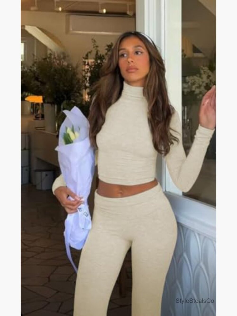Workout Two Piece Set - Long Sleeve Top & Flared Leggings - Picture 2 of 7